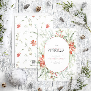 Modern Arch Poinsettia Berry Merry Weihnachtsleben Feiertagskarte