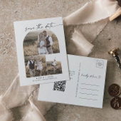Modern Arch QR Code Foto Collage Save the Date Einladungspostkarte