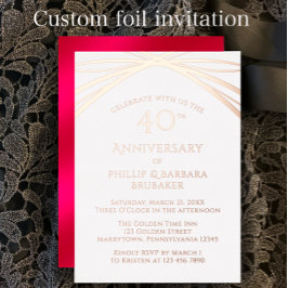 Modern Arch Ruby 40th Wedding Anniversary Party Folieneinladung