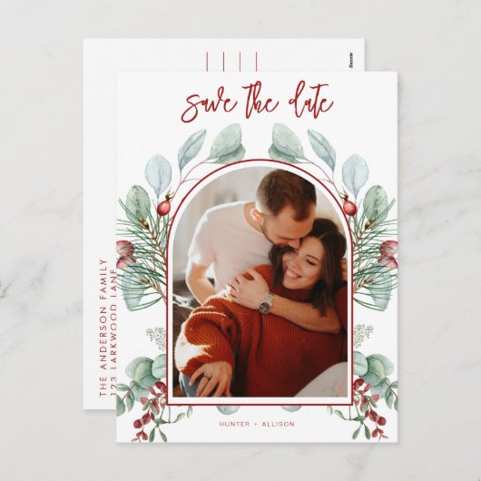 Modern Arch Save the Date Postkarte (Vorne/Hinten)