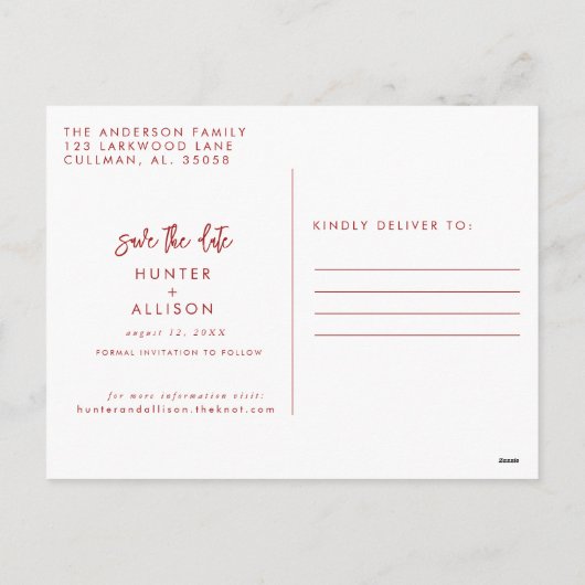 Modern Arch Save the Date Postkarte (Rückseite)