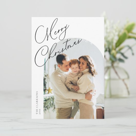 Modern Arch Script Frohe Weihnachten (Stehend Vorderseite)