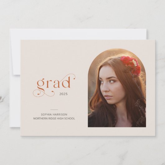 Modern Arch Simple 1-Foto 2025 Graduation Party Einladung (Vorderseite)
