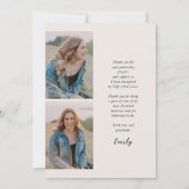 Modern Arch Simple Boho Drei Foto Abschluss Dankeskarte (Rückseite)