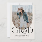 Modern Arch Simple Boho Drei Foto Abschluss Einladung (Vorderseite)