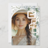 Modern Arch Soft Blue Hydrangeas Graduation Photo Ankündigung (Vorderseite)