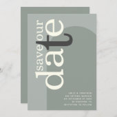 Modern Arch Stilvolle Typografie Sage Green Save The Date (Vorne/Hinten)