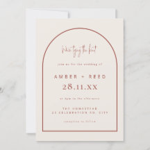 Modern Arch Tying Knot Wedding Terrakotta Script