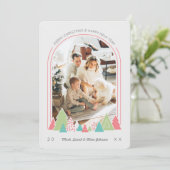 Modern Arch und farbenfrohe Foto Weihnachtskarte Einladung (Stehend Vorderseite)