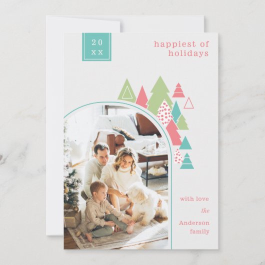 Modern Arch und farbenfrohe Foto Weihnachtskarte Einladung (Vorderseite)