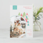 Modern Arch und farbenfrohe Foto Weihnachtskarte Einladung (Stehend Vorderseite)