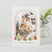 Modern Arch und farbenfrohe Foto Weihnachtskarte Einladung (Stehend Vorderseite)