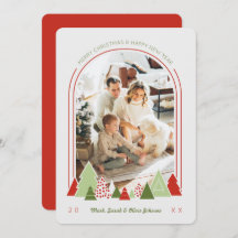 Modern Arch und farbenfrohe Foto Weihnachtskarte