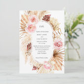 Modern Arch Watercolor Boho Pampas Blume Hochzeit Einladung (Stehend Vorderseite)