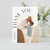 Modern Arch Wedding Dankeschön Card mit 2 Foto Dankeskarte (Stehend Vorderseite)