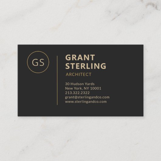 Modern Architect Black Gold Visitenkarte (Vorderseite)