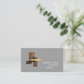 Modern Architect Wood Logo Gray Visitenkarte (Stehend Vorderseite)