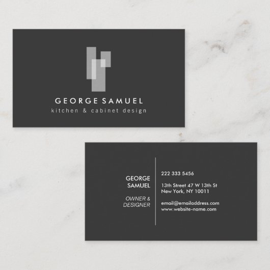 Modern Architectural Blocks Logo II White/Gray Visitenkarte (Vorne/Hinten)