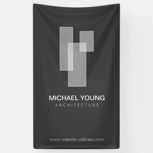 Modern Architectural Blocks Logo weiß/grau Banner (Vertikal)