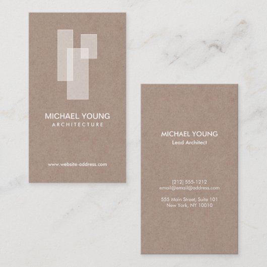 Modern Architectural Blocks Logo weiß/Tan Visitenkarte (Vorne/Hinten)