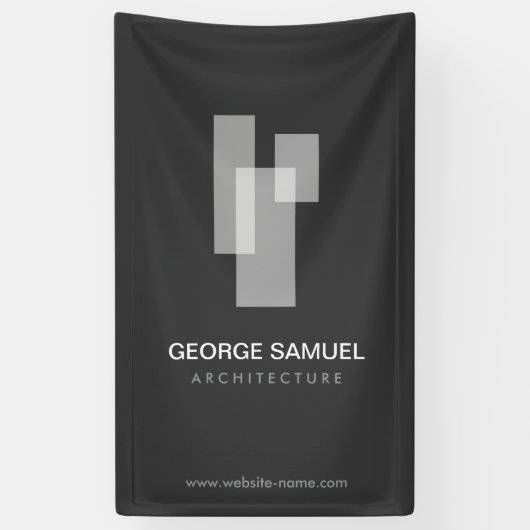 Modern Architectural Blocks Logo White/Gray  Banner (Vertikal)