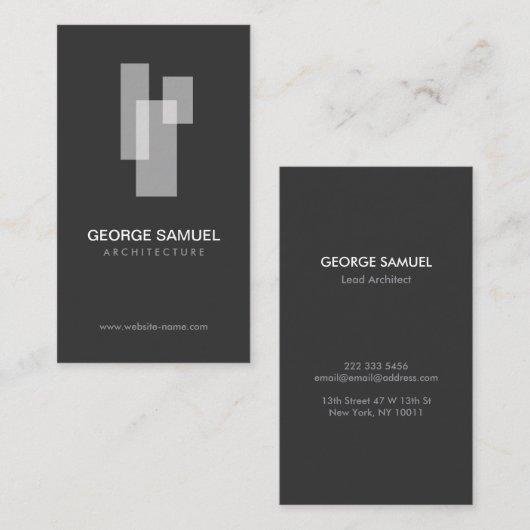 Modern Architectural Blocks Logo White/Gray  Visitenkarte (Vorne/Hinten)