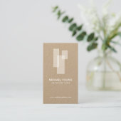 Modern Architectural Blocks Logo White/Kraft Visitenkarte (Stehend Vorderseite)