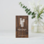 Modern Architectural Blocks Logo White/Rustic Wood Visitenkarte (Stehend Vorderseite)