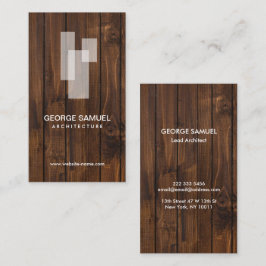 Modern Architectural Blocks Logo White/Rustic Wood Visitenkarte