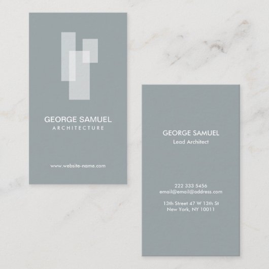 Modern Architectural Blocks Logo White/Slate  Visitenkarte (Vorne/Hinten)
