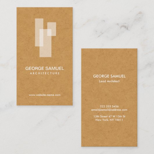 Modern Architectural Blocks Logo White/Tan  Visitenkarte (Vorne/Hinten)