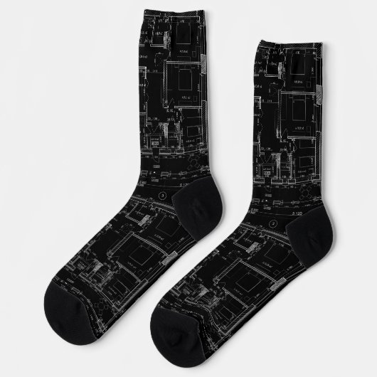 Modern Architectural Blueprint Socken (Linkes Detail)