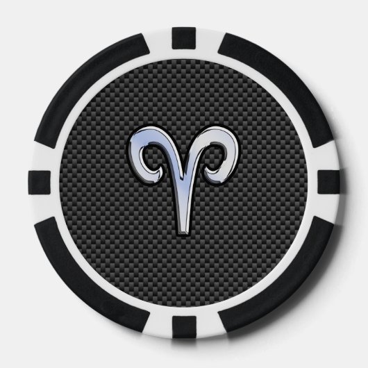 Modern Aries signieren auf Holzkohlefaser Print Pokerchips (Vorderseite)