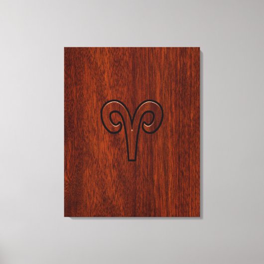 Modern Aries Zodiac Symbol auf Mahagoni wie Druck Leinwanddruck (Vorderseite)