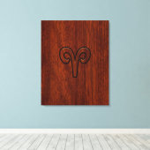 Modern Aries Zodiac Symbol auf Mahagoni wie Druck Leinwanddruck (Insitu (Holzboden))