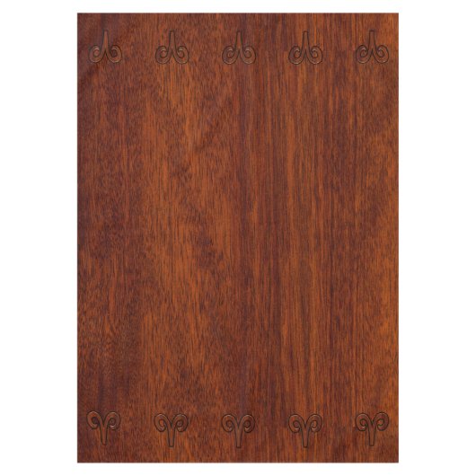 Modern Aries Zodiac Symbol in Mahagoni wie Druck Tischdecke (Vorderseite)