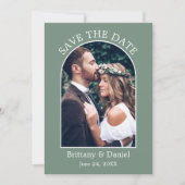 Modern Arkrahmen Foto Sage Green Save The Date (Vorderseite)