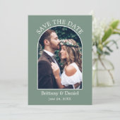 Modern Arkrahmen Foto Sage Green Save The Date (Stehend Vorderseite)