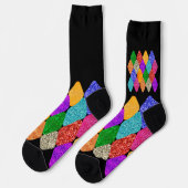 Modern Arlequin Muster Funkelnd Mardi Gras Socken (Linkes Detail)