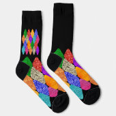 Modern Arlequin Muster Funkelnd Mardi Gras Socken (Rechts)