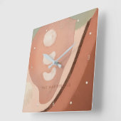 Modern Art Abstract Organic 60s Retro Family Name  Quadratische Wanduhr (Winkel)