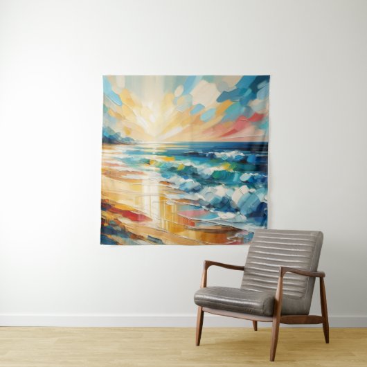 Modern Art Beach Sunset Wandteppich (Beispiel)