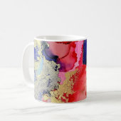Modern Art Blue Red Gold Kaffeetasse (Vorderseite Links)