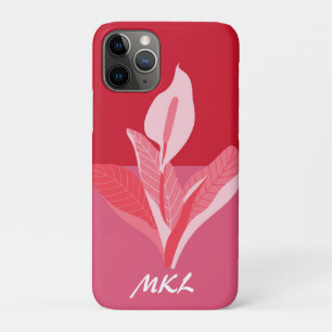 Modern Art Calla Lily Red Pink Monogram Case-Mate iPhone Hülle