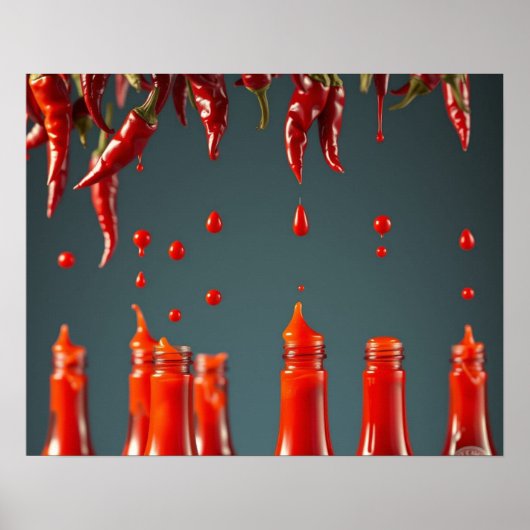 Modern Art Chili Pepper Hot Sauce Mexican Decor Poster (Vorne)