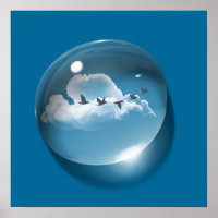 Modern Art Cloudscape Waterdrop Blaue Flagge