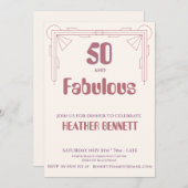 Modern Art Deco 50 and Fabulous Birthday Einladung (Vorne/Hinten)