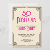 Modern Art Deco 50 and Fabulous Birthday Einladung (Vorderseite)