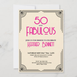 Modern Art Deco 50 and Fabulous Birthday Einladung