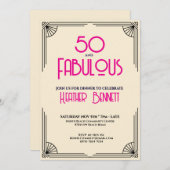 Modern Art Deco 50 and Fabulous Birthday Einladung (Vorne/Hinten)